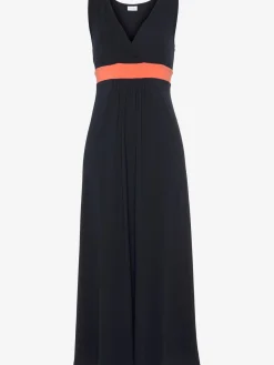 Robe longue encolure en v aspect superposé