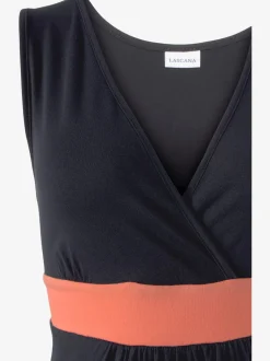 Robe longue encolure en v aspect superposé