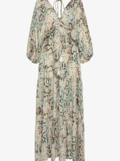 Robe longue encolure en v dégagée devant et au dos