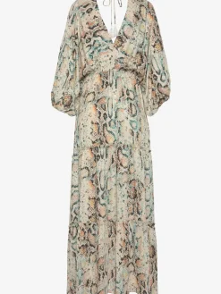 Robe longue encolure en v dégagée devant et au dos