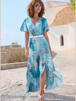 Robe longue encolure en v dégagée