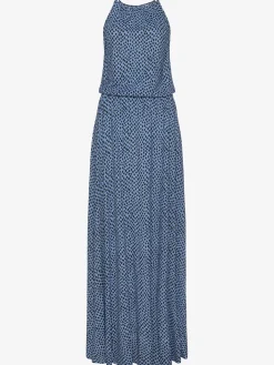 Robe longue encolure haute froncée