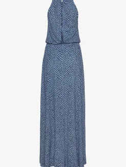 Robe longue encolure haute froncée