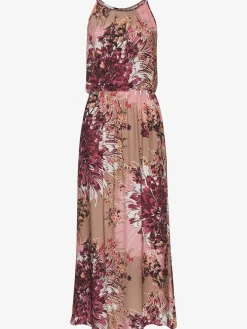 Robe longue encolure légèrement froncée devant