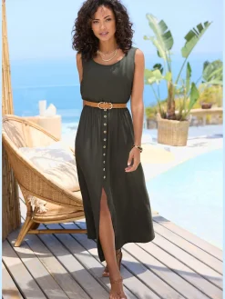Robe longue encolure ronde dégagée