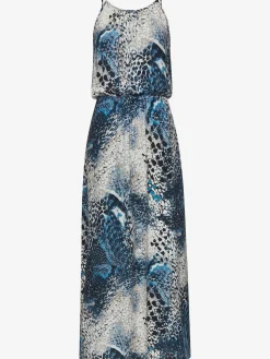 Robe longue encolure ronde légèrement froncée