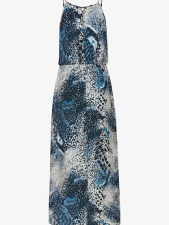 Robe longue encolure ronde légèrement froncée