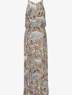 Robe longue encolure ronde légèrement froncée