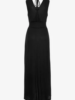 Robe longue imprimé imitation broderie sur le haut