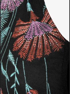 Robe longue imprimé imitation broderie sur le haut