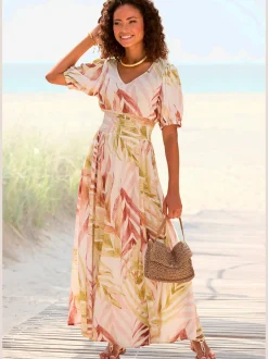 Robe longue large encolure en v