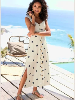 Robe longue robe d'été à encolure ronde