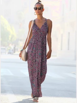 Robe longue séduisante encolure réglable