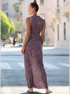 Robe longue séduisante encolure réglable