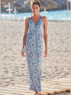 Robe longue séduisante encolure réglable