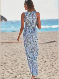 Robe longue séduisante encolure réglable