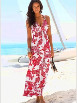 Robe longue séduisante encolure réglable