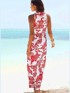 Robe longue séduisante encolure réglable