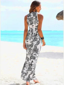 Robe longue séduisante encolure réglable