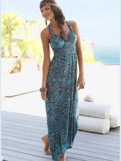Robe longue séduisante encolure réglable