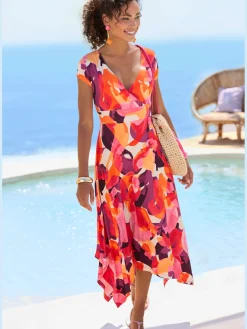 Robe mi-longue col chevauchant