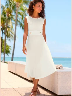 Robe mi-longue encolure ronde
