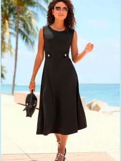 Robe mi-longue encolure ronde