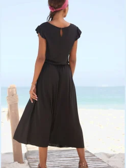 Robe mi-longue encolure ronde