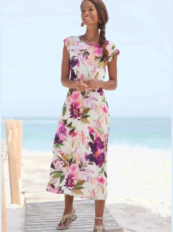 Robe mi-longue encolure ronde