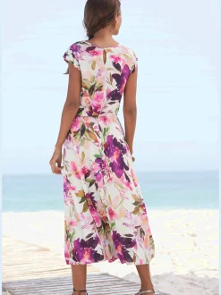 Robe mi-longue encolure ronde