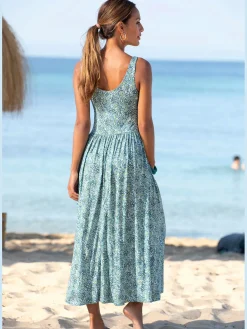 Robe mi-longue larges bretelles