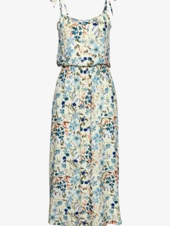 Robe mi-longue robe d'été à encolure ronde