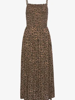 Robe mi-longue robe longueur mollet avec imprimé léopard