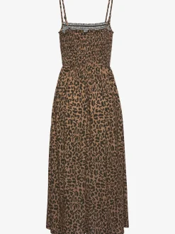 Robe mi-longue robe longueur mollet avec imprimé léopard