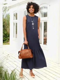 Robe tissée patte de boutonnage au dos