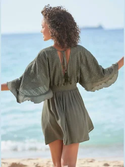 Robe tunique col v chevauchant