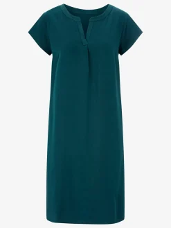 Robe évasée manches courtes col rond encolure en v