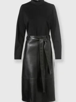 Robe évasée mélange de matières tendance