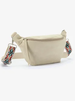 Sac banane tendance en matière douce avec petites poches intérieures et ceinture en tissu