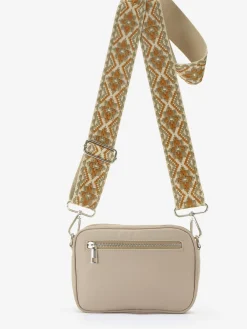 Sac en bandoulière bandoulières interchangeables – 1 joliment brodée, 1 unie