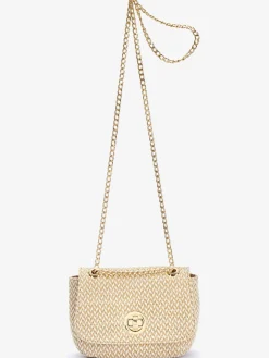 Sac en bandoulière petite poche intérieure avec glissière en imitation raphia