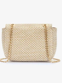 Sac en bandoulière petite poche intérieure avec glissière en imitation raphia