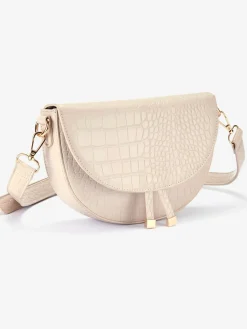 Sac en bandoulière sac à main imitation croco tendance aux détails couleur or