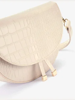 Sac en bandoulière sac à main imitation croco tendance aux détails couleur or