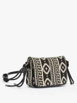 Sac en bandoulière sac à main tendance au style ethnique avec doublure contrastée