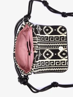 Sac en bandoulière sac à main tendance au style ethnique avec doublure contrastée