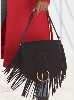 Sac en bandoulière sac à main au look western tendance en synthétique velours