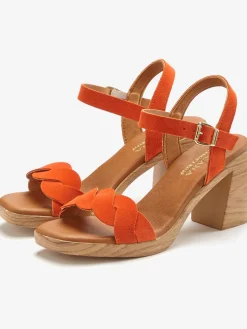 Sandales à brides talon bottier confortable et bride à l'effet tressé
