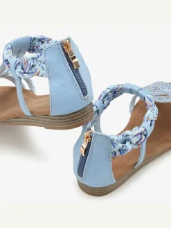 Sandales superbes éléments décoratifs, brides raffinées et petites pierres brillantes fantaisie brillantes