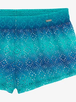 Short de bain broderie ajourée tendance avec dégradé de couleurs